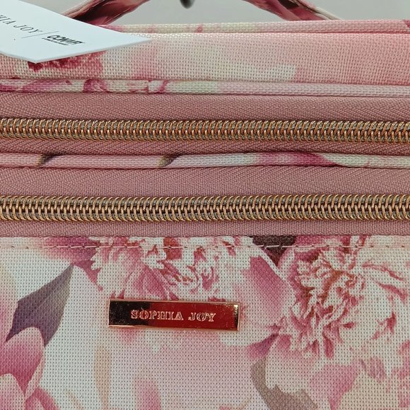 CONAIR SOPHIA JOY PINK FLORAL PRINT TRAIN CASE, MAKEUP BAG TRAVEL BAG FOR COSMET - Picture 4 of 16